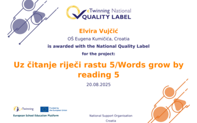 Nacionalna oznaka kvalitete za eTwinning projekt “Uz čitanje riječi rastu 5 / Words grow by reading 5”